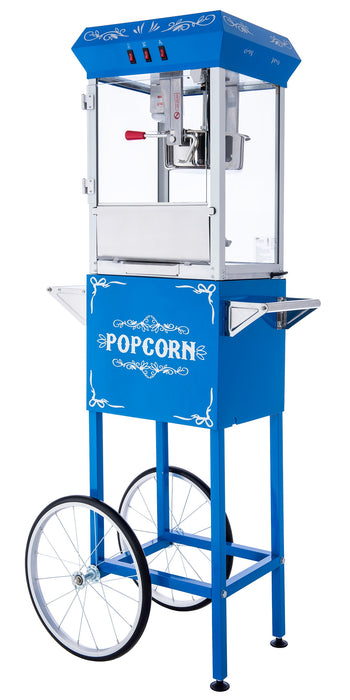8oz Blue Canadian Commercial Popcorn Machine with Stand