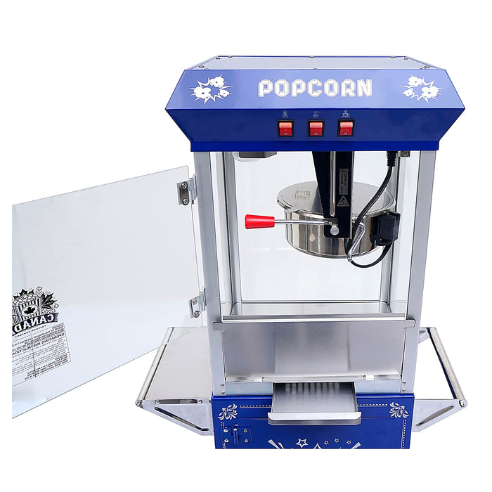 Machine à pop-corn commerciale canadienne bleue de 8 oz avec support
