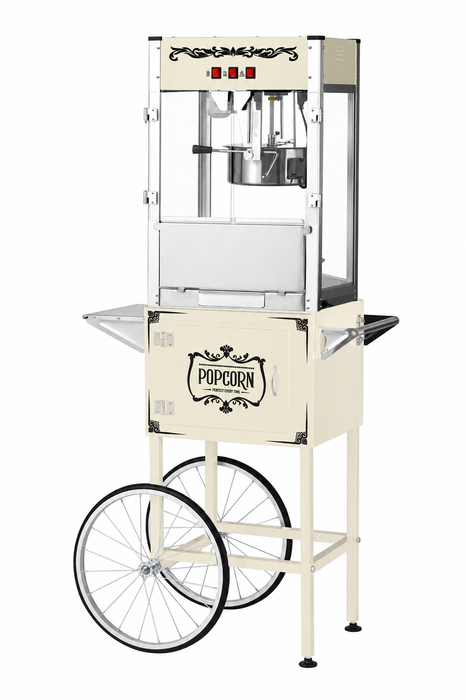 12oz White Canadian Commercial Popcorn Machine with Stand