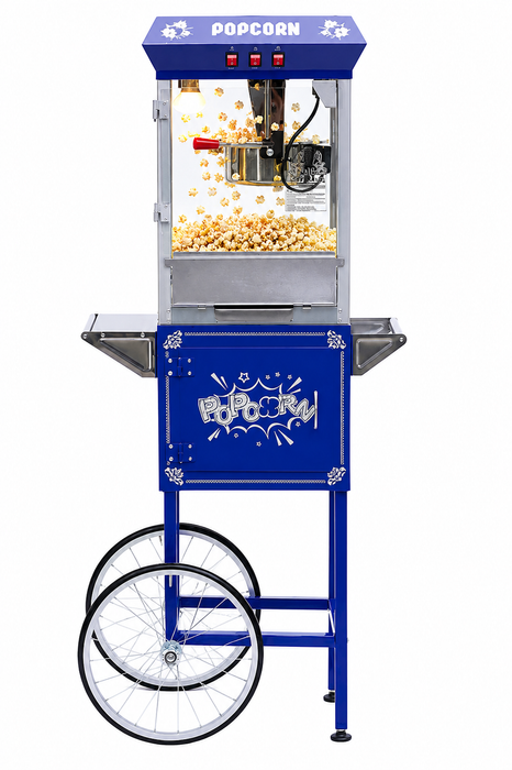 8oz Blue Canadian Commercial Popcorn Machine with Stand