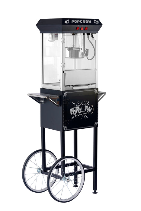 8oz Black Canadian Commercial Popcorn Machine with Stand 8oz