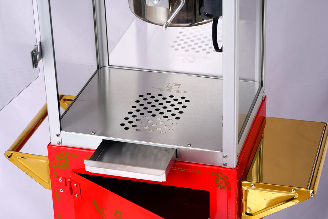 Popcorn Maker Machine Red Rectangle 8oz Red Popcorn Machine with Stand – Commercial Popcorn Maker for Home ...