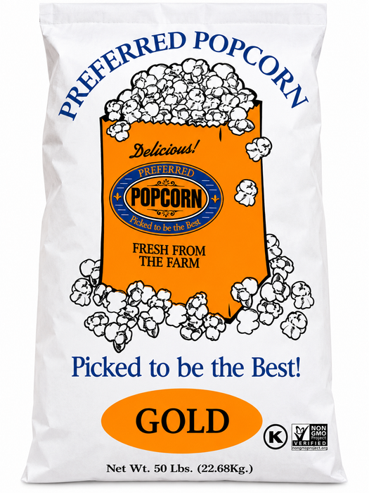 Preferred Gold Popcorn Kernels – 50 lb Bulk Bag | Non-GMO Popcorn