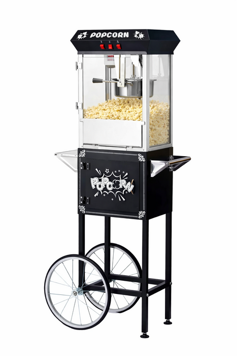 8oz Black Canadian Commercial Popcorn Machine with Stand 8oz